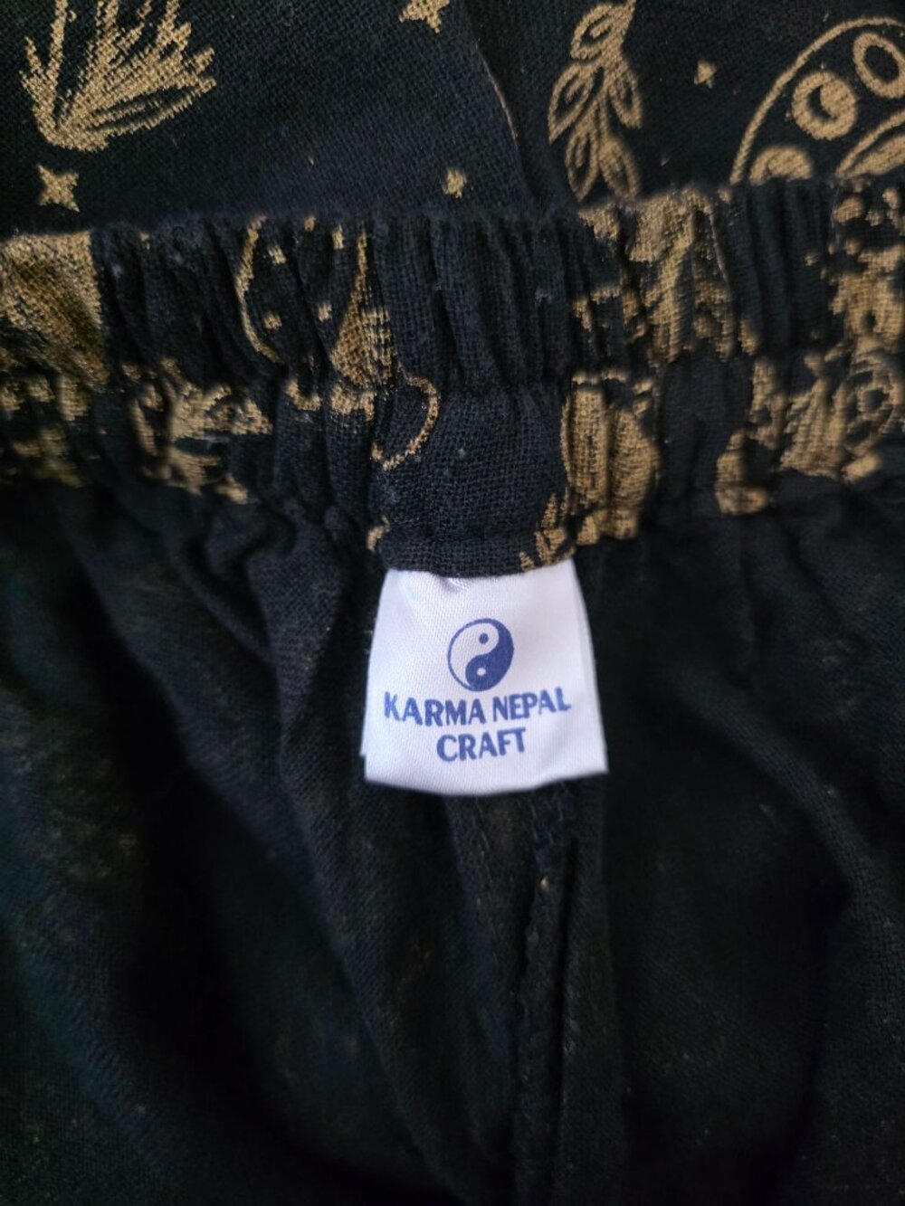 KARMA NEPAL CRAFT Boho Mushroom/Celestial Wide Leg Black & Gold Romper Sz Plus - Picture 7 of 9